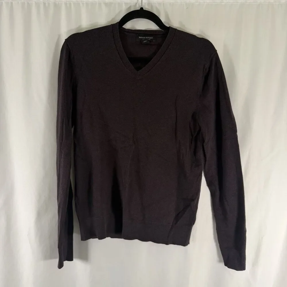 Banana Republic Luxury Blend Sweater Mens Small Purple Silk Cashmere Lightweight